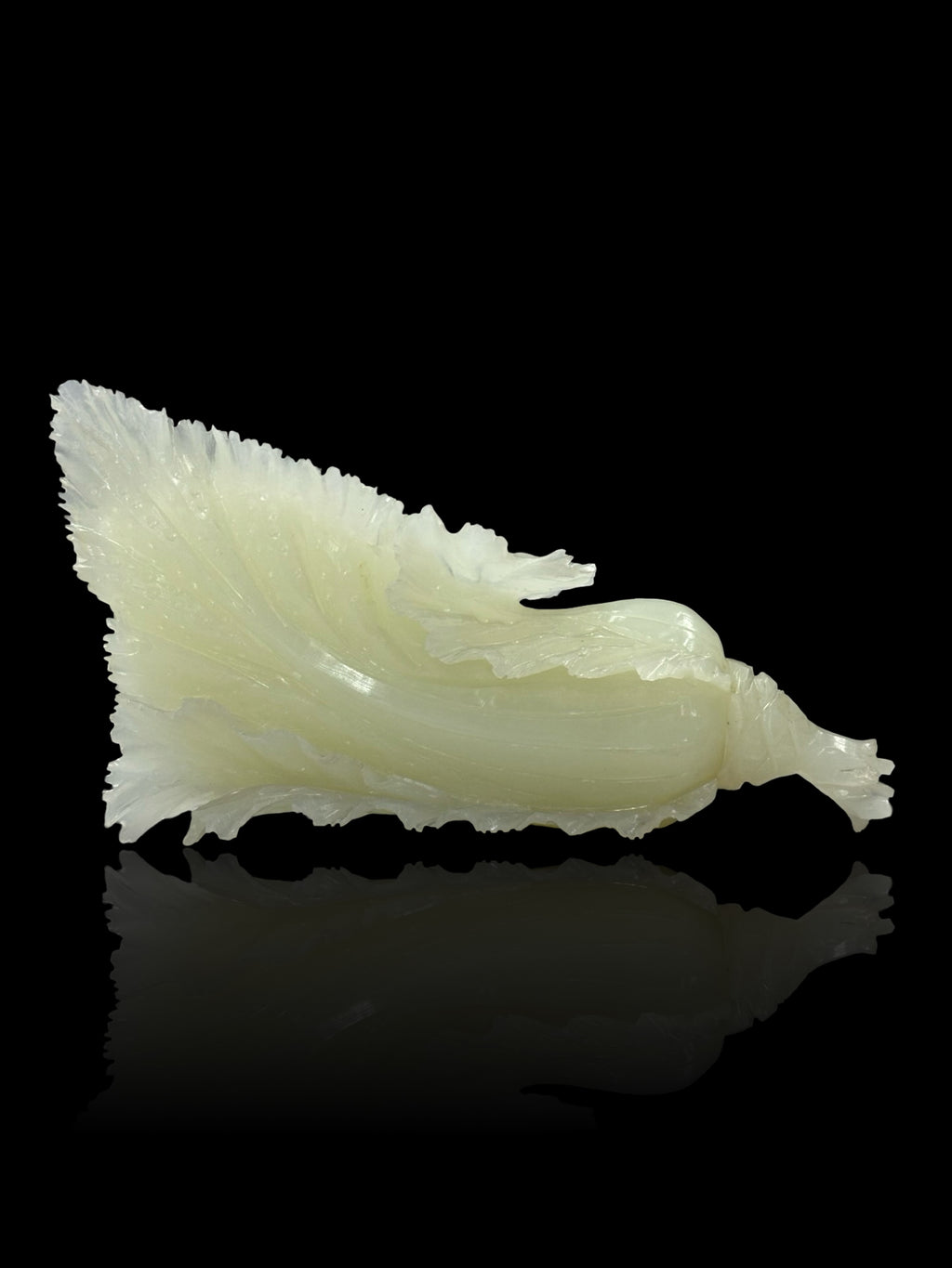 Oriental Translucent Stone Cabbage Sculpture – "Bai Cai" Prosperity Charm for Home & Office