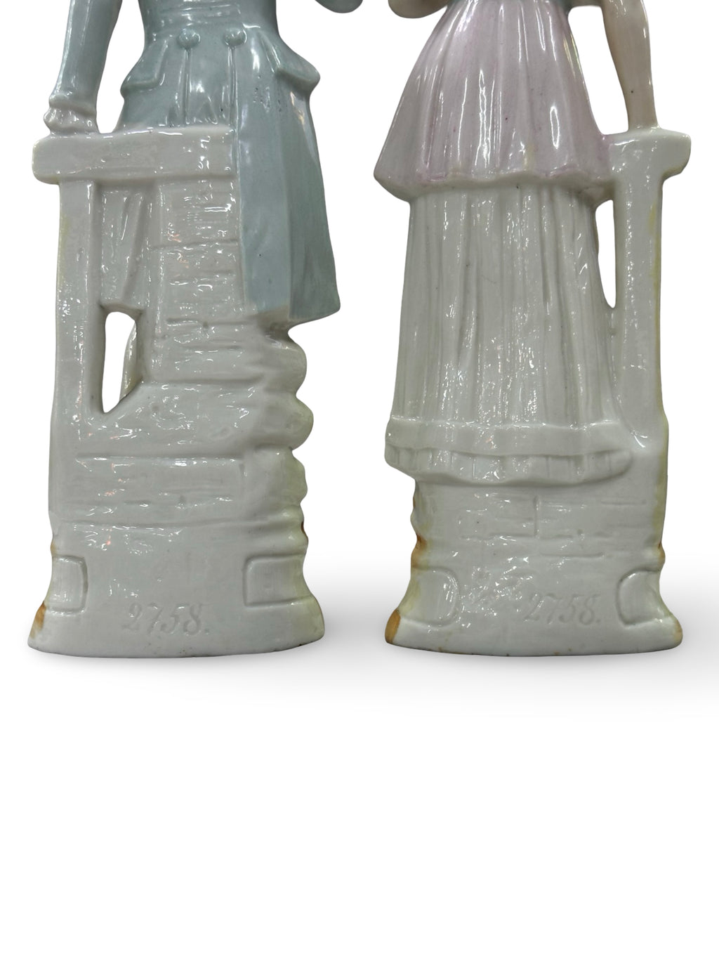Antique German Bisque Porcelain Figurines - Victorian Courting Couple, Mold #2758 - Set of 2
