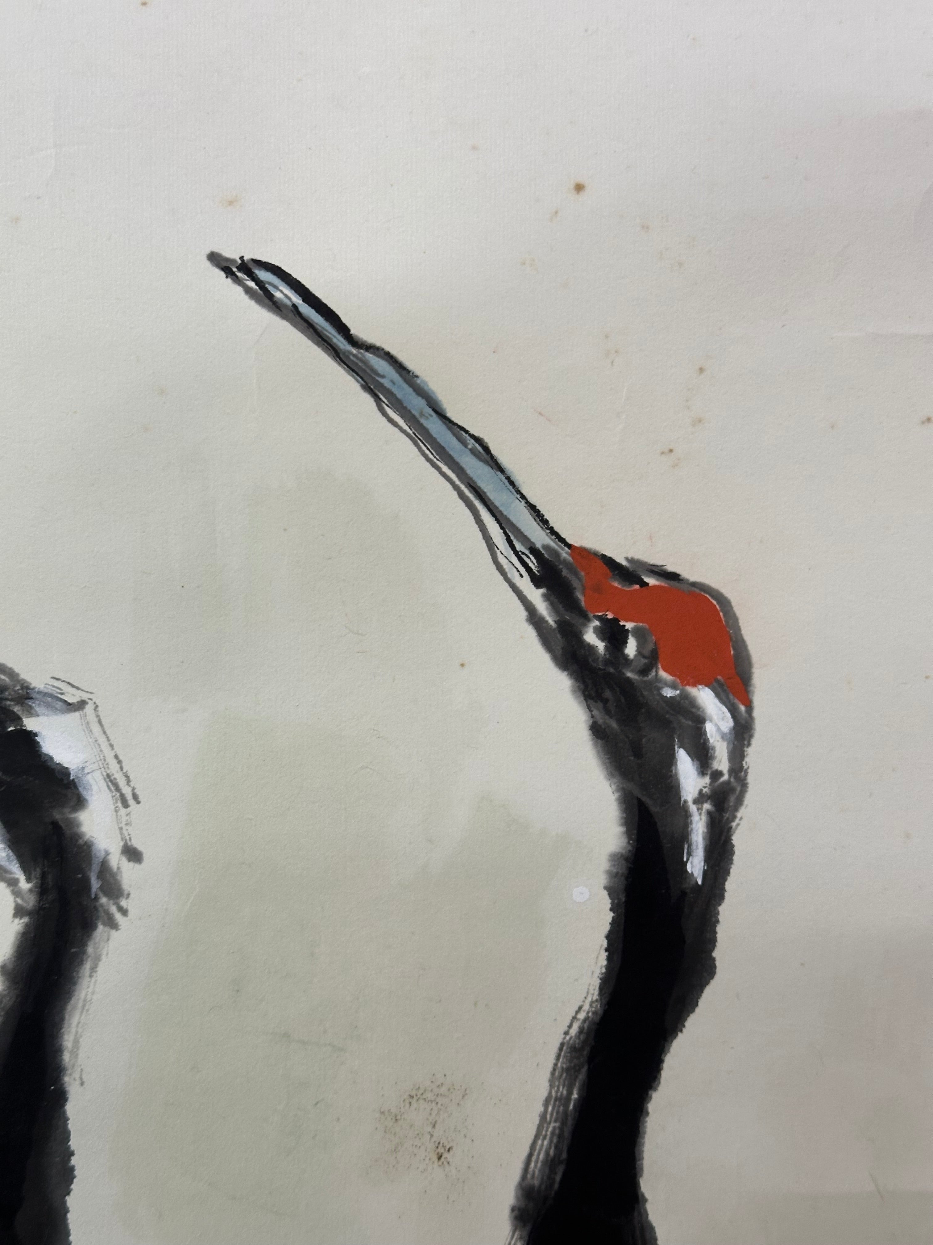 Liu chuncao 刘春草 1996 Signed Chinese Ink Painting (Bingzi Year) – Hand-Painted Red-Crowned Cranes
