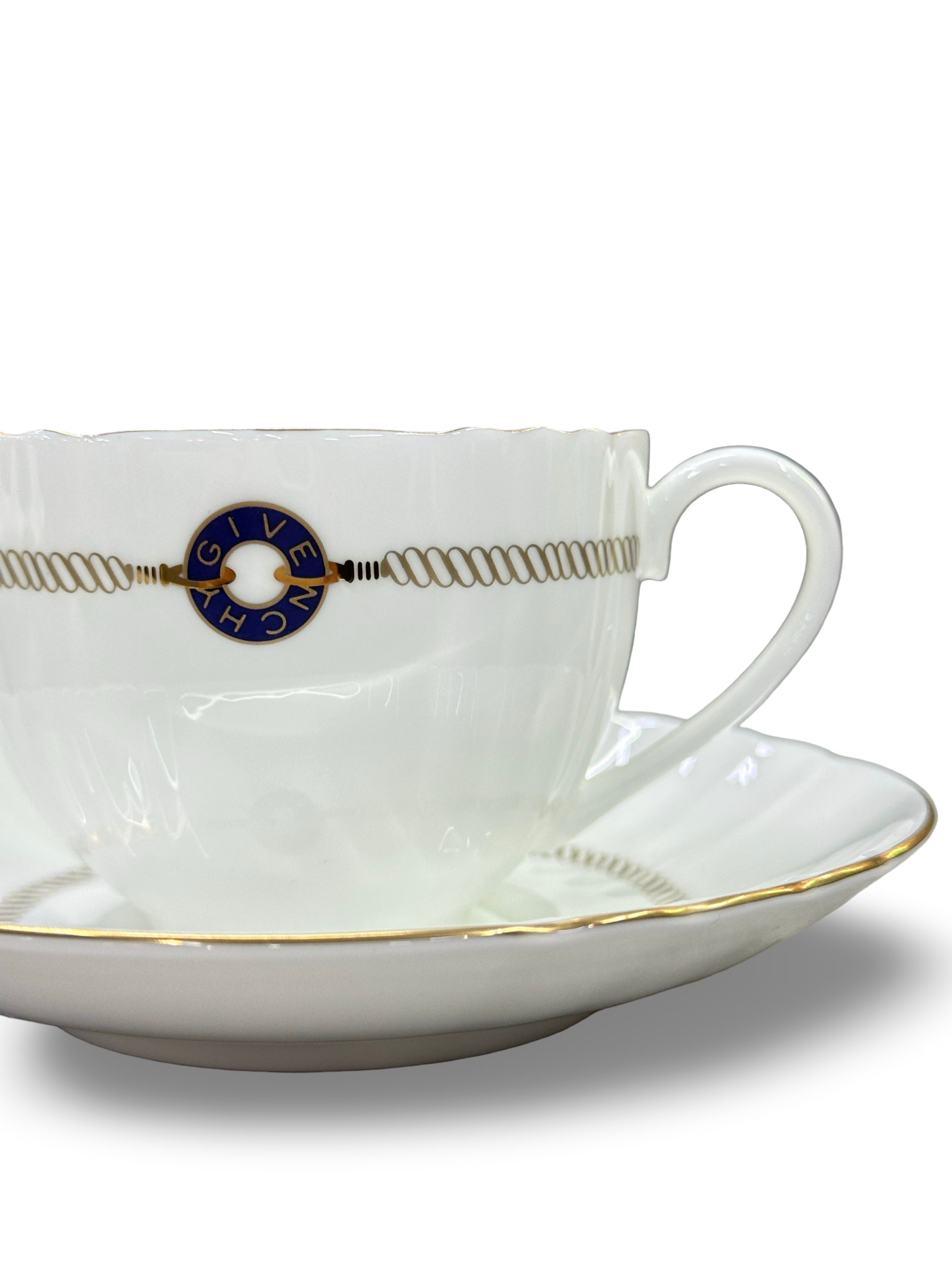 Vintage Givenchy Fine Bone China Teacup & Saucer Set - Pair of 2
