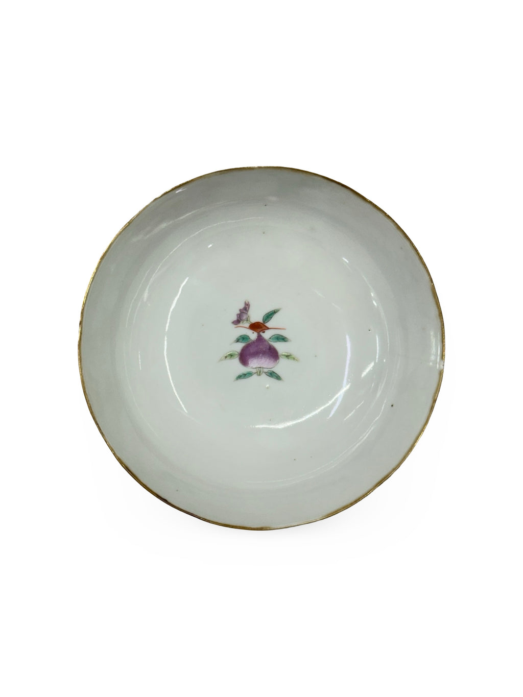 Antique Chinese Porcelain Bowl Famille Rose Peony Flowers 19th Century Qing Dynasty