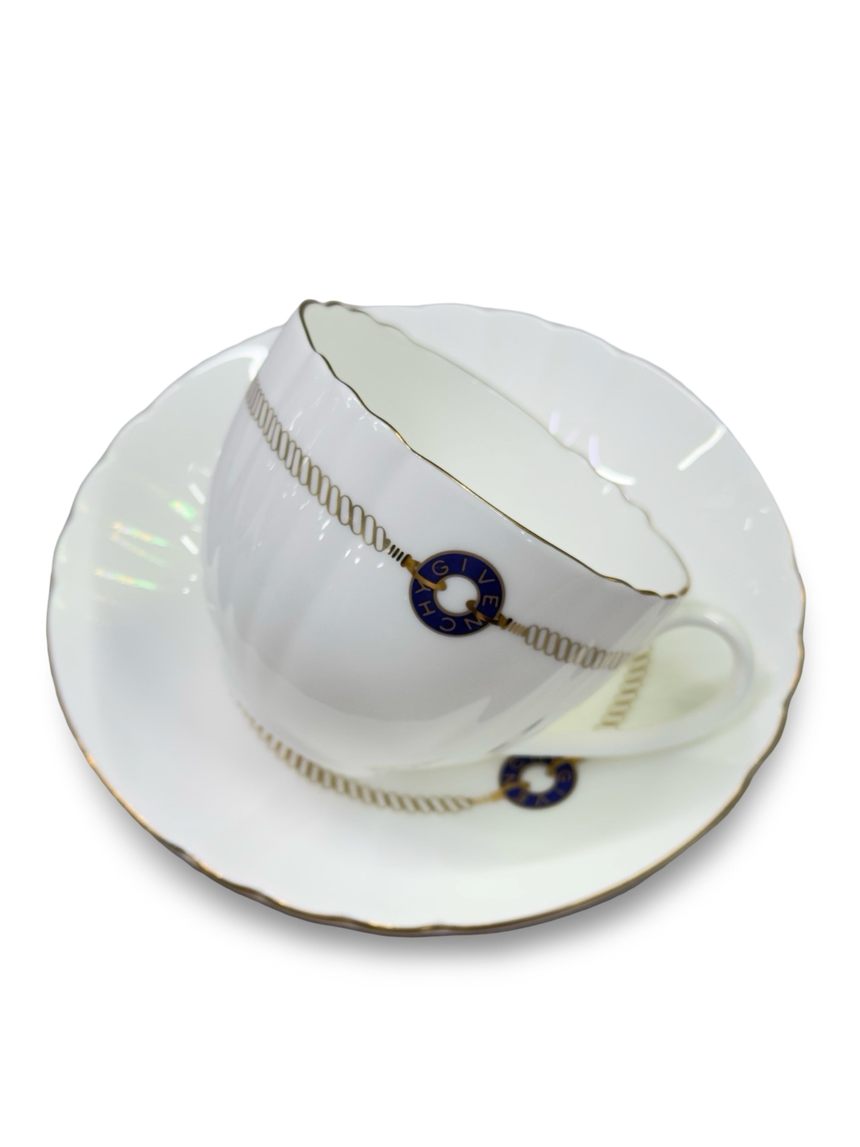 Vintage Givenchy Fine Bone China Teacup & Saucer Set - Pair of 2
