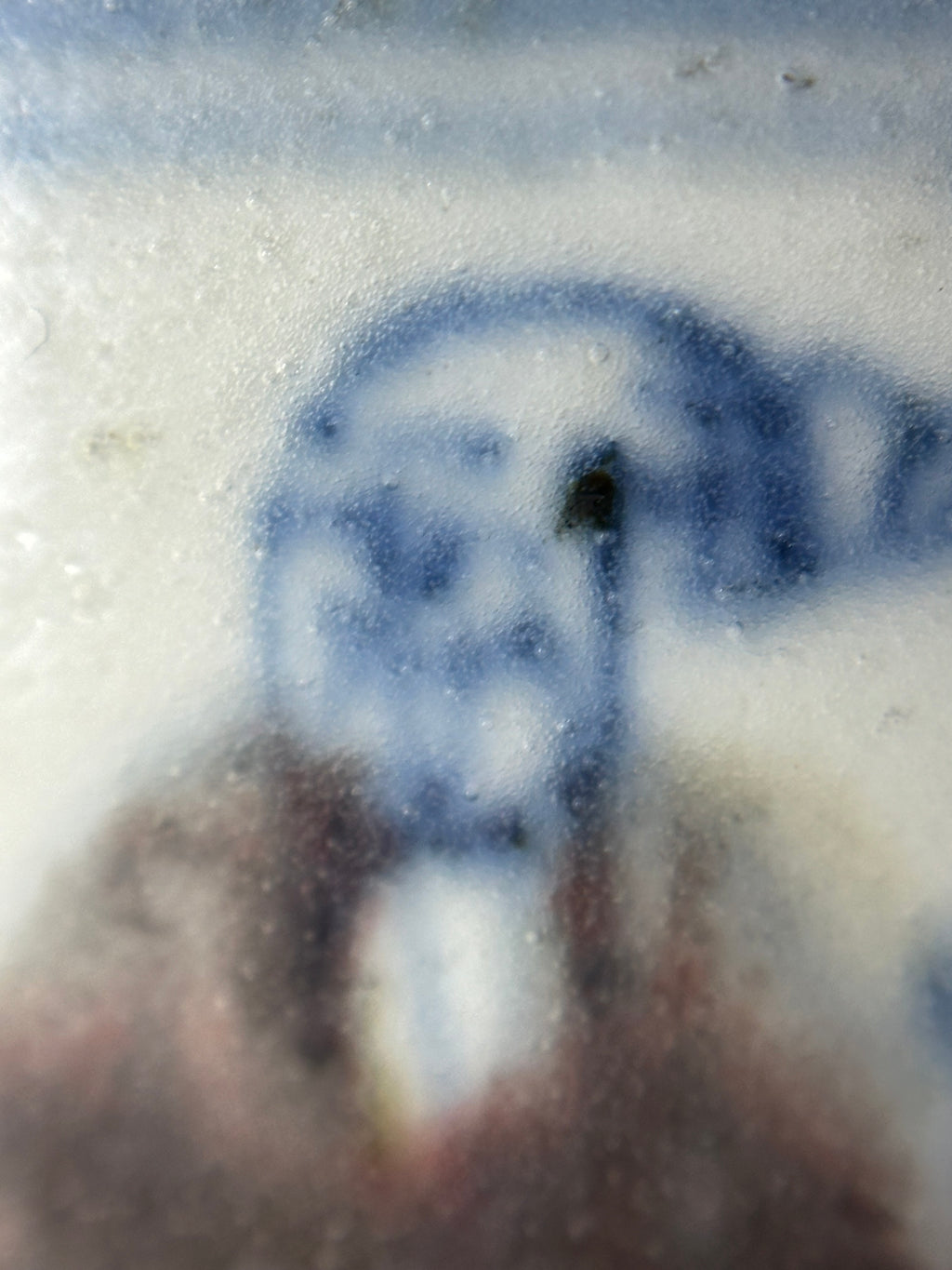 Mid-century was Chinese Blue & White Hand-Painted Tea Cup - Figurative Scholar & Landscape