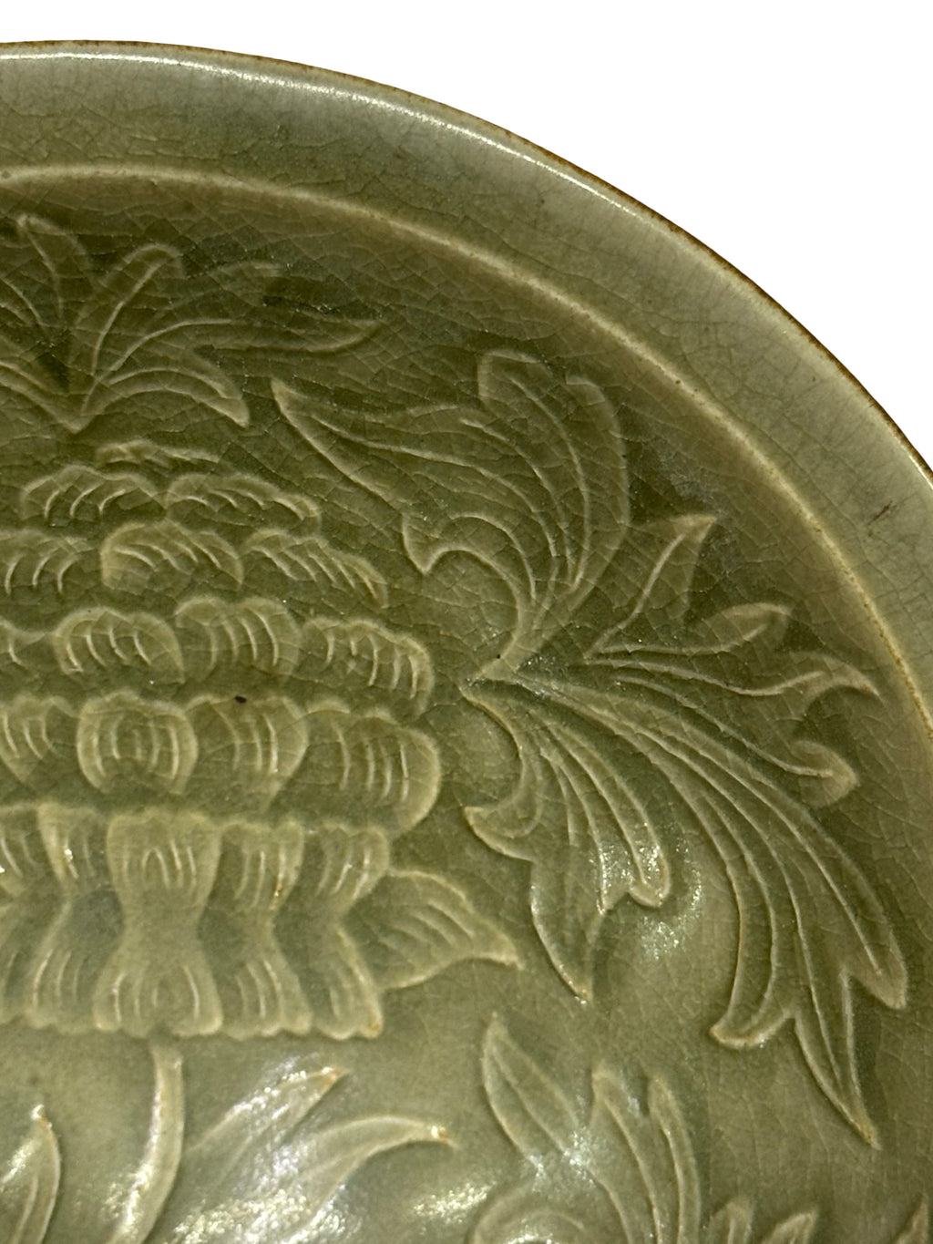 Antique Style Double-Walled Yaozhou Celadon Bowl - Hand-Carved Openwork Peony Design