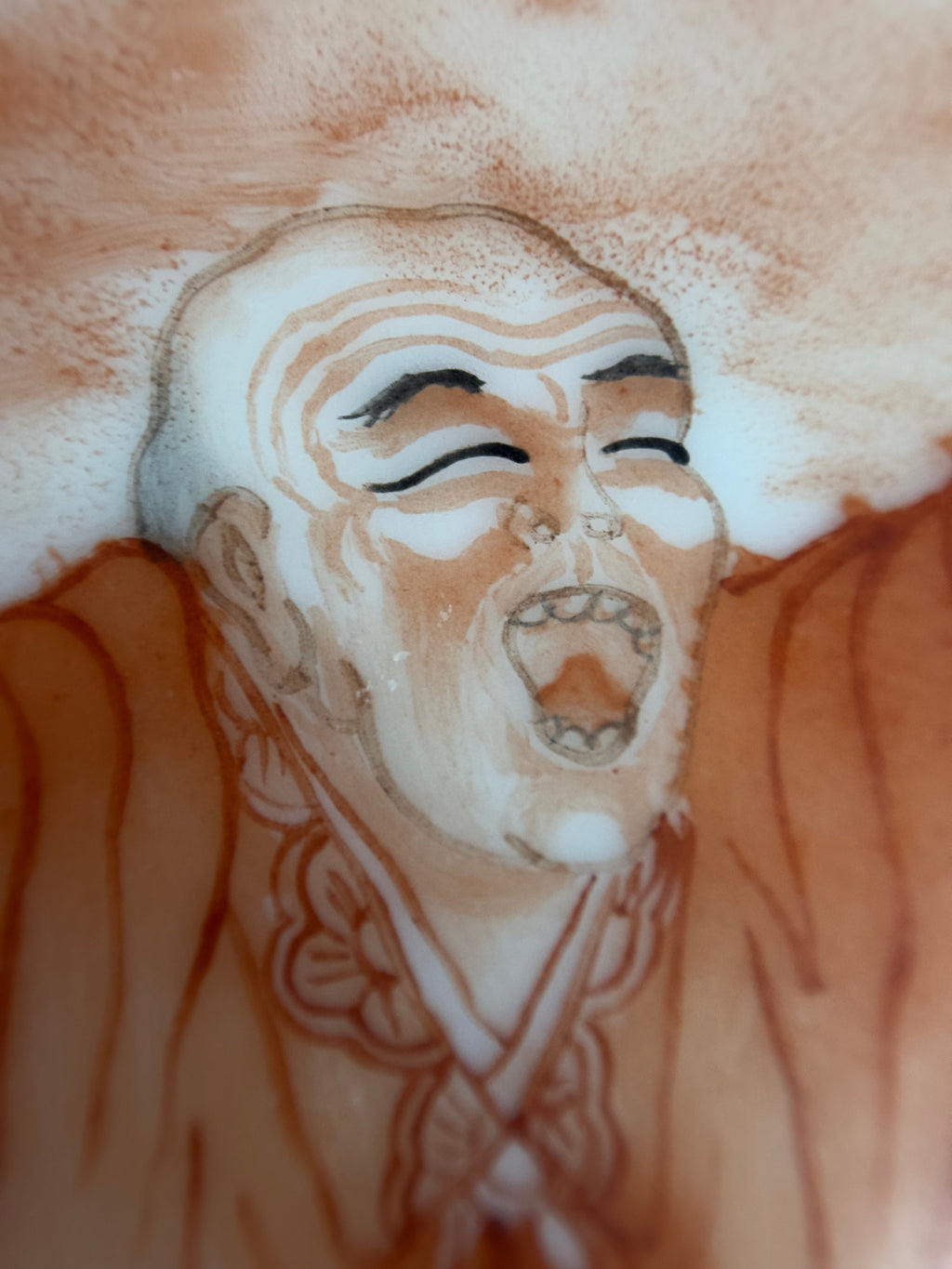 20th-century 8 monk Octagonal hand painted porcelain vase